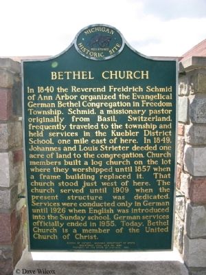 Bethel Church Marker Side 1 image. Click for full size.