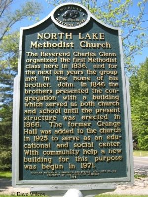North Lake Methodist Church Marker image. Click for full size.