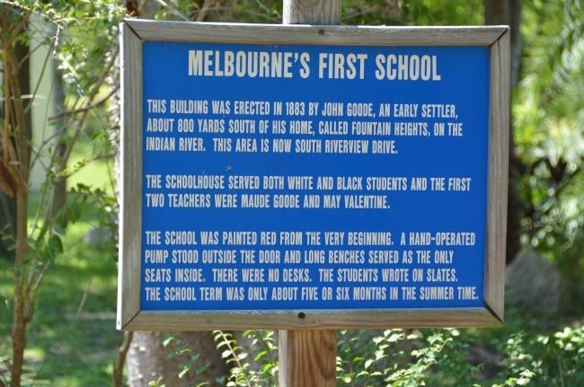 Melbourne's First School sign image. Click for full size.