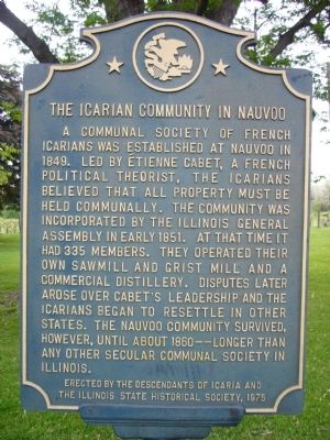 The Icarian Community in Nauvoo Marker image. Click for full size.