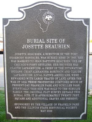 Burial Site of Josette Beaubien Marker image. Click for full size.