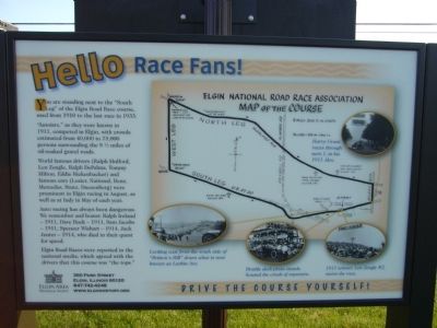 Sign on back of Elgin Road Races Marker image. Click for full size.