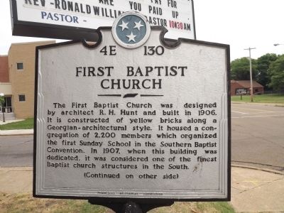 First Baptist Church Marker image. Click for full size.