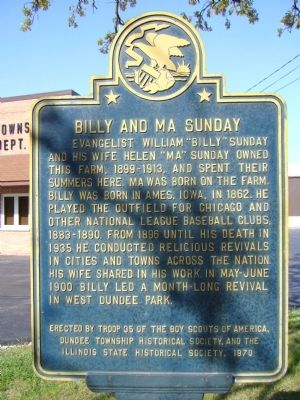 Billy and Ma Sunday Marker image. Click for full size.
