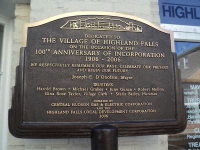100th Anniversary of Highland Falls Marker image. Click for full size.