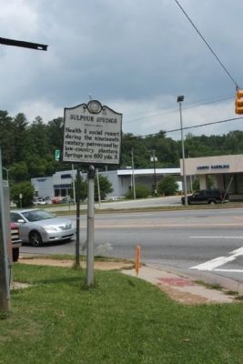Sulphur Springs Marker, seen along Patton Avenue (U.S. 19) at Old Haywood Road image. Click for full size.