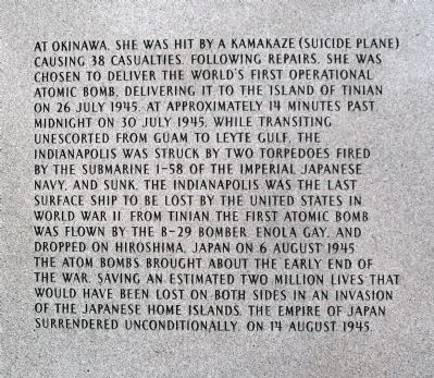 Panel Three - - USS Indianapolis CA-35 Marker image. Click for full size.