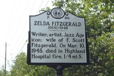 Zelda Fitzgerald Marker. Click for full size. Zelda Fitzgerald Marker image. Click for full size.