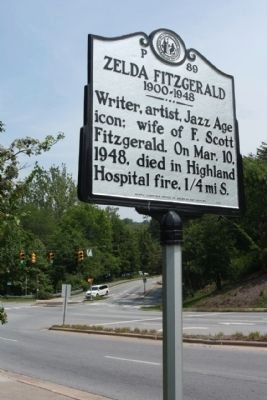 Zelda Fitzgerald Marker near the WT Weaver Blvd intersection. Click for full size. Zelda Fitzgerald Marker near the WT Weaver Blvd intersection image. Click for full size.
