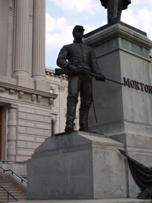 Left Statue - - Oliver Perry Morton Marker. Click for full size. Left Statue - - Oliver Perry Morton Marker image. Click for full size.
