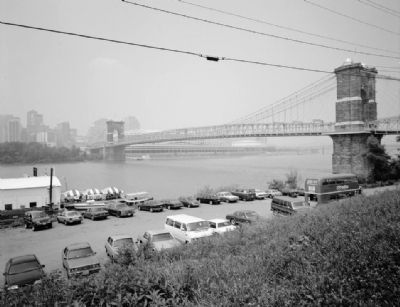 The Covington and Cincinnati Suspension Bridge (1987) - view from southwest image. Click for full size.