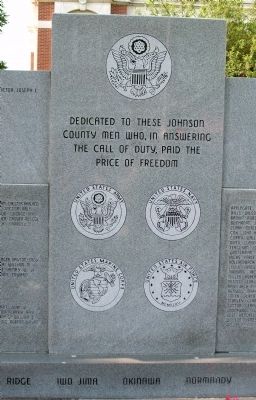 Center Section - - Johnson County War Memorial Honor Rolls Marker image. Click for full size.