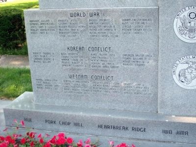 Left Lower Section - - Johnson County War Memorial Honor Rolls Marker image. Click for full size.