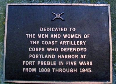 Coast Artillery Corps at Fort Preble Marker image. Click for full size.