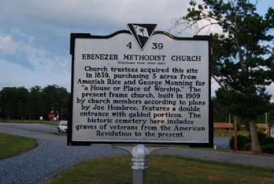 Ebenezer Methodist Church Marker<br>Reverse image. Click for full size.