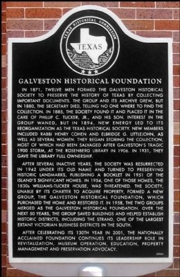 Galveston Historical Foundation Marker image. Click for full size.