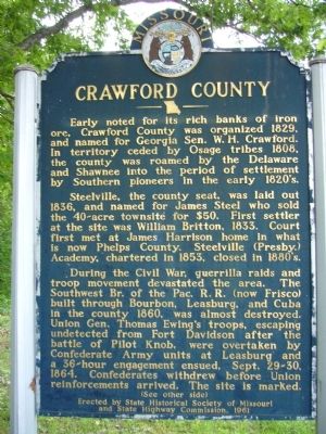 Crawford County Marker. Click for full size. Crawford County Marker image. Click for full size.
