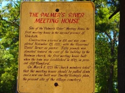 The Palmer's River Meeting House Marker image. Click for full size.