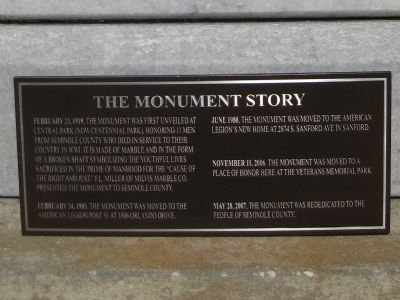 Seminole County World War Monument image. Click for full size.