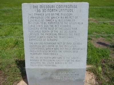 The Missouri Compromise Marker. Click for full size. The Missouri Compromise Marker image. Click for full size.