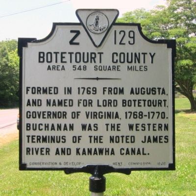 Botetourt County Marker. Click for full size. Botetourt County Marker image. Click for full size.
