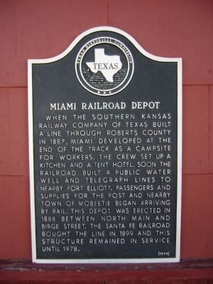 Miami Railroad Depot Marker image. Click for full size.