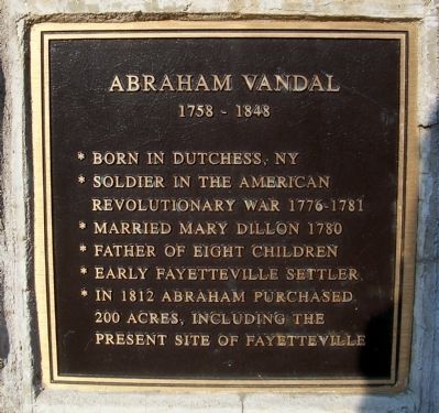 Abraham Vandal Marker (Plaque One) image. Click for full size.