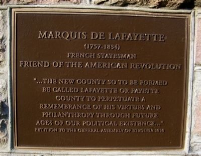 Marquis de Lafayette Marker (Front Plaque). Click for full size. Marquis de Lafayette Marker (Front Plaque) image. Click for full size.