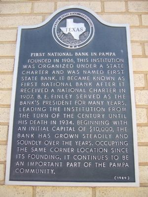 First National Bank in Pampa Marker image. Click for full size.