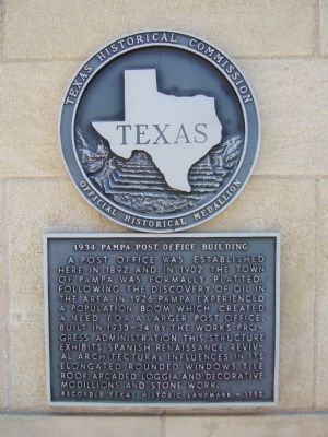 1934 Pampa Post Office Building Marker image. Click for full size.