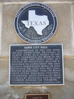 Pampa City Hall Marker image. Click for full size.