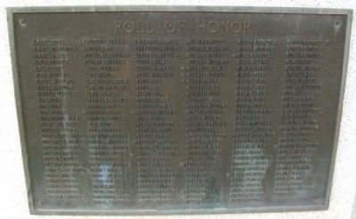World War Memorial Roll of Honor. Click for full size. World War Memorial Roll of Honor image. Click for full size.