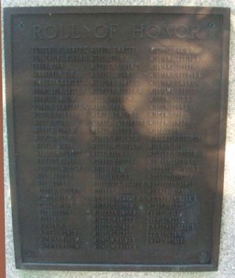 World War Memorial Roll of Honor. Click for full size. World War Memorial Roll of Honor image. Click for full size.