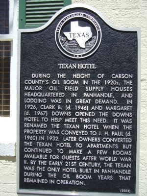 Texan Hotel Marker image. Click for full size.