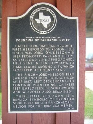 Finch-Lord-Nelson and the Founding of Panhandle City Marker image. Click for full size.