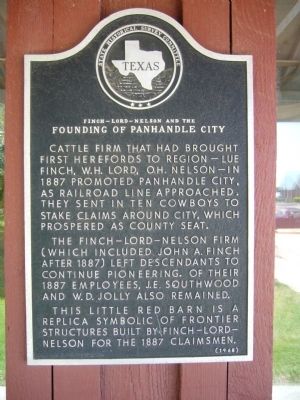 Finch-Lord-Nelson and the Founding of Panhandle City Marker. Click for full size. Finch-Lord-Nelson and the Founding of Panhandle City Marker image. Click for full size.