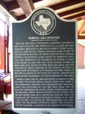 Temple Lea Houston Marker. Click for full size. Temple Lea Houston Marker image. Click for full size.