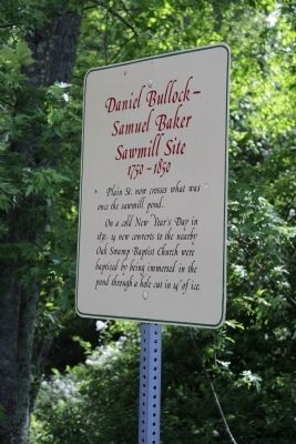 Daniel Bullock- Samuel baker Sawmill site 1750-1850 Marker image. Click for full size.