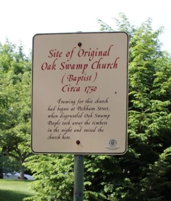 Site of Original Oak Swamp Church (Baptist) Circa 1750 Marker image. Click for full size.
