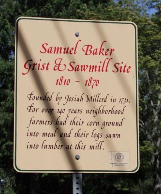 Samual Baker Grist & Sawmill Site Marker image. Click for full size.
