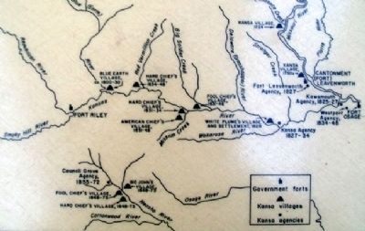 Map on Homeland of the Kanza Indians Marker. Click for full size. Map on Homeland of the Kanza Indians Marker image. Click for full size.