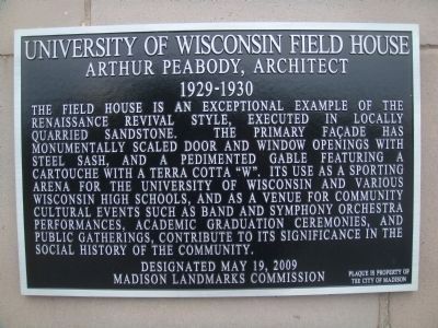 University of Wisconsin Field House Marker image. Click for full size.