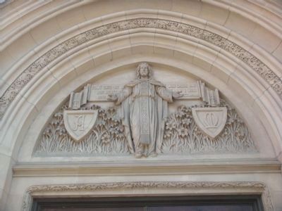 Sculpture over Church Main Entrance image. Click for full size.
