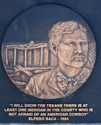 Detail on the Elfego Baca Marker. Click for full size. Detail on the Elfego Baca Marker image. Click for full size.