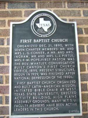 First Baptist Church Marker image. Click for full size.