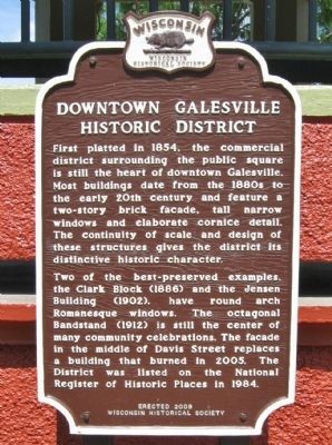 Downtown Galesville Historic District Marker image. Click for full size.