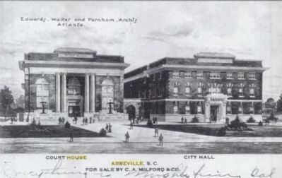 Historic Postcard<br>Abbeville County Courthouse<br>and City Hall/Opera House image. Click for full size.