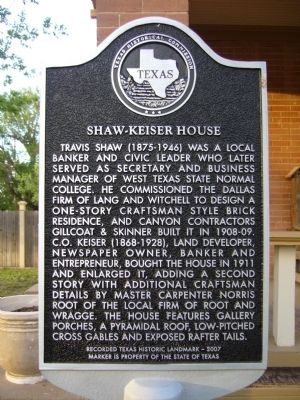 Shaw-Keiser House Marker image. Click for full size.