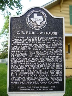 C.R. Burrow House Marker image. Click for full size.
