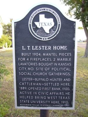 L. T. Lester Home Marker image. Click for full size.
